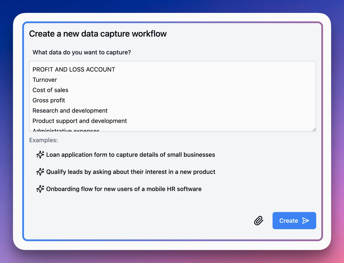 Data capture workflow